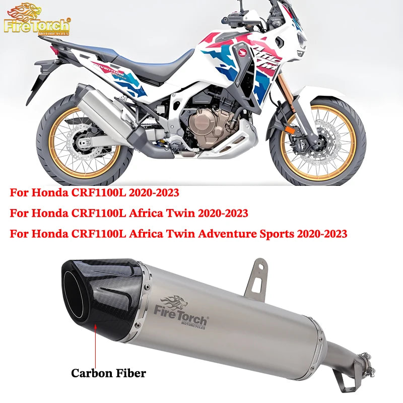 For Honda CRF1100L Africa Twin Adventure Sports 2020 - 2023 Motorcycle Exhaust Escape System Mid Link Pipe With Carbon Muffler