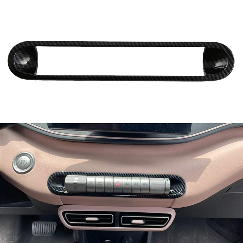 Carbon Fiber Console AC Air Conditioner Control Switch Cover Frame Trim For BYD Dolphin Mini/BYD Seagull