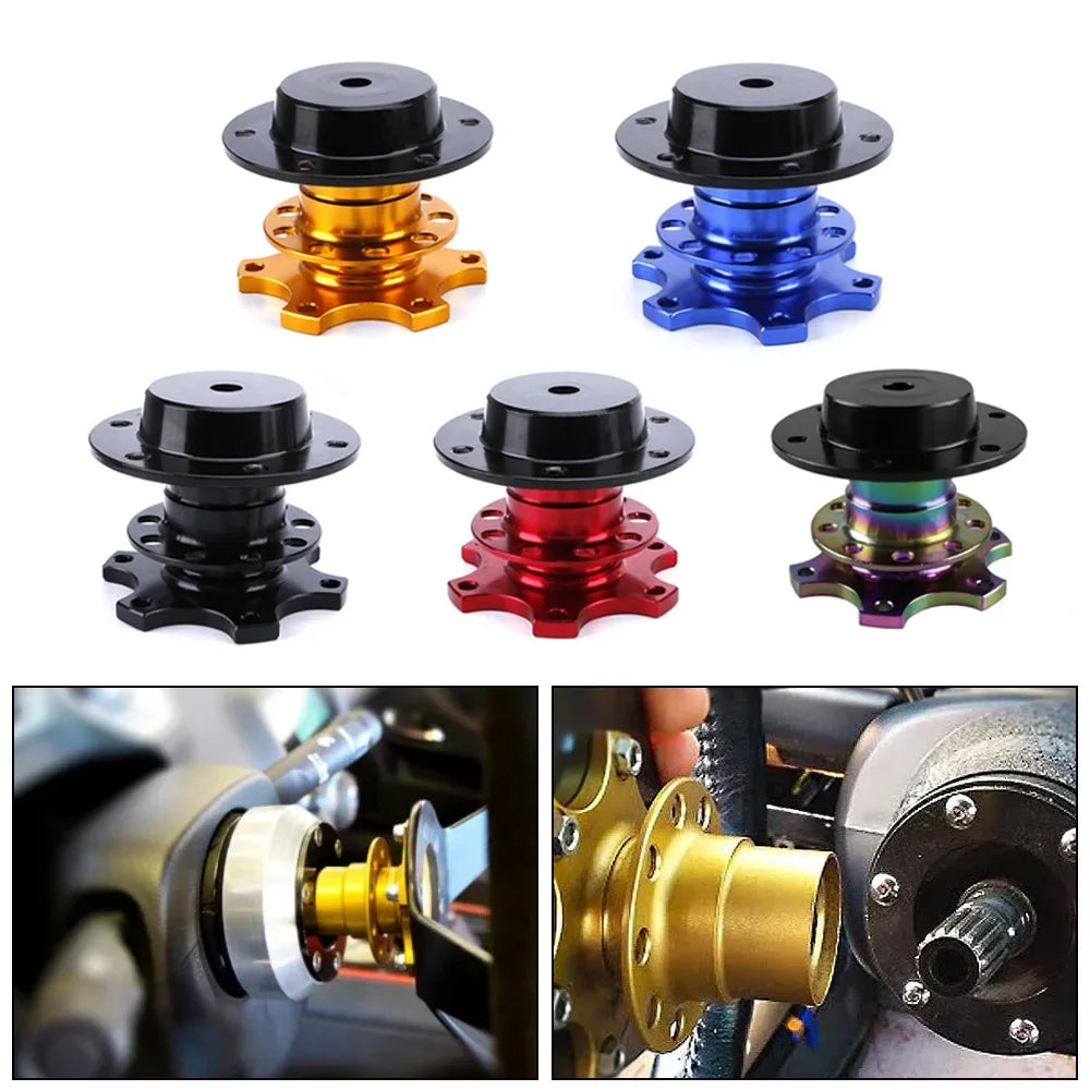 Universal 6 Hole Design Steering Wheel Hub Adapter Quick Release Boss Kit for Auto Modification，Connection Base Quick Release