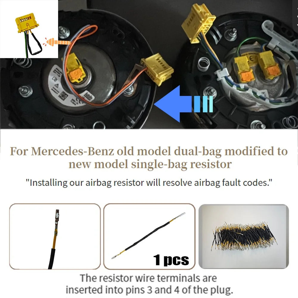 For Mercedes Benz Converting Older Dual-sensor Airbags To Newer Single-sensor Resistors Resolving Airbag Fault Codes