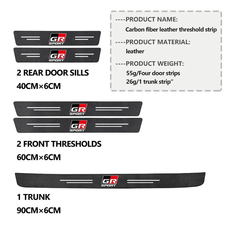 Car Carbon Fiber Door Sill Anti-Scratch Guard Sticker Accessories For Toyota chr Corolla Camry rav4 Yaris hilux prius avensis
