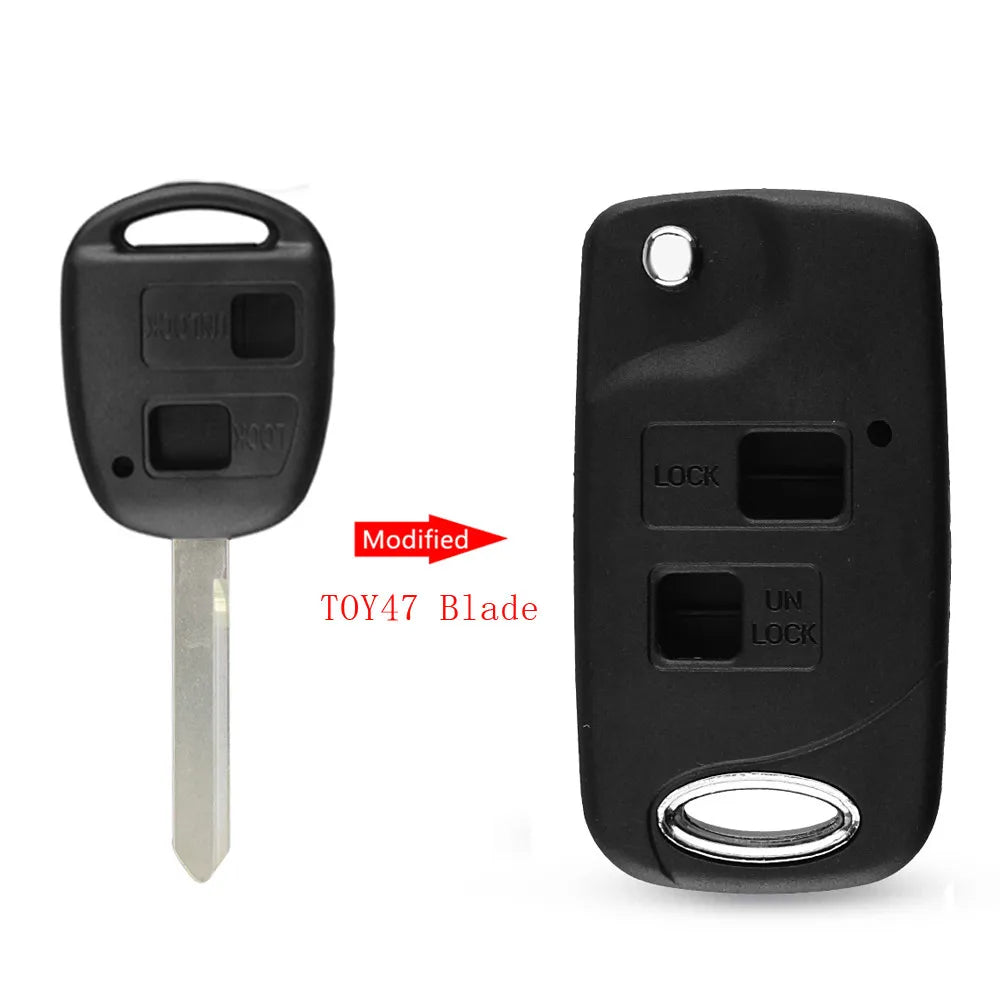 KEYYOU مفتاح تحكم عن بعد قابل للطي 2/3 أزرار لتويوتا RAV4 أفالون برادو تاراجو كامري لكزس ES RX LX GS Key