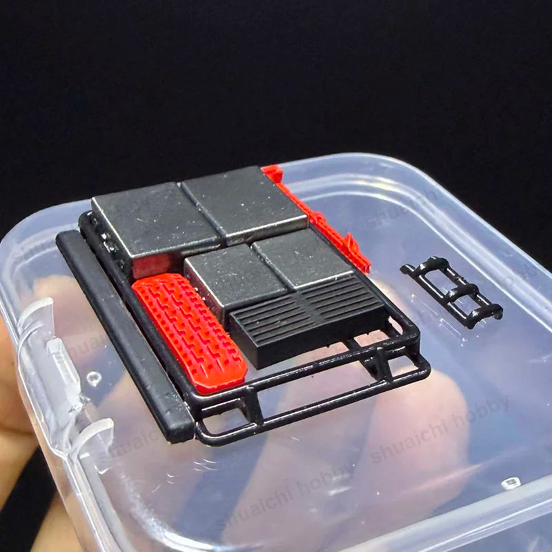 1Set Simulation Roof Rack Kit for 1/64 Scale Off-road Vehicle Model Miniature Recovery Board/High-Lift Jack/Fuel Tank DIY Parts