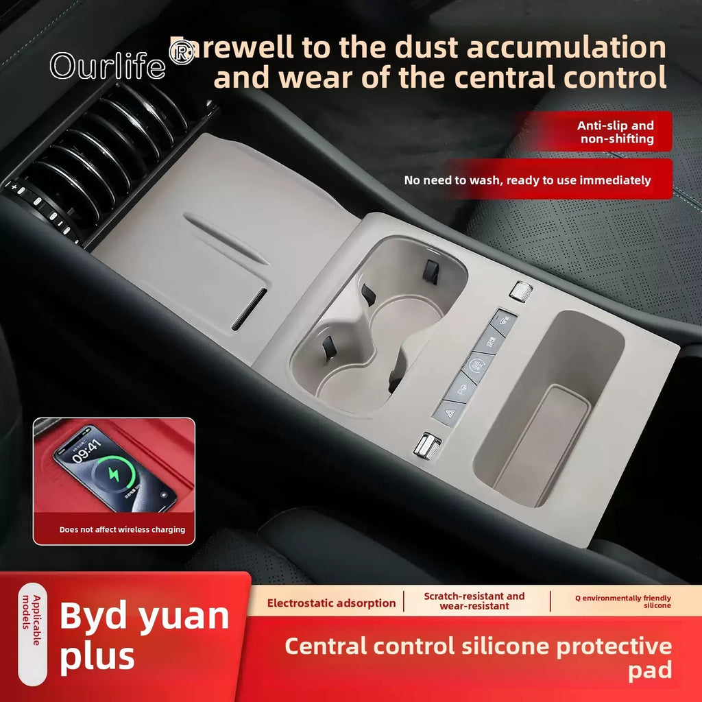 Center Console Silicone Pad,For BYD Atto 3 Evo Accessories 2026,Strong Anti-Slip Waterproof Splash-Proof Temperature-Resistant