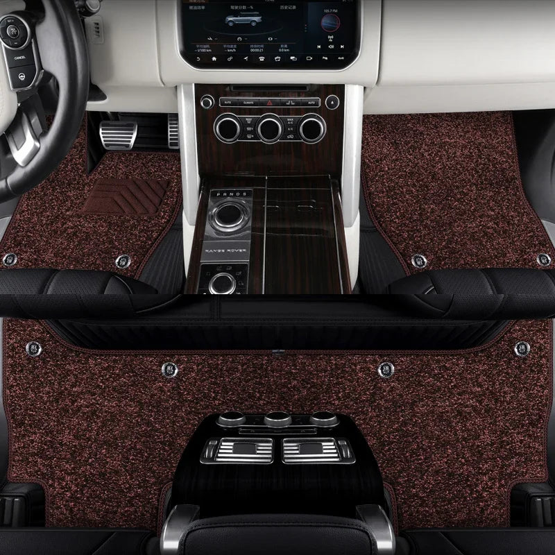 Custom Fit Floor Mat ECO Cowhide Leather for 5 Seaters Land Rover Range Rover Sport Velar Evoque Discovery 4 5 Defender