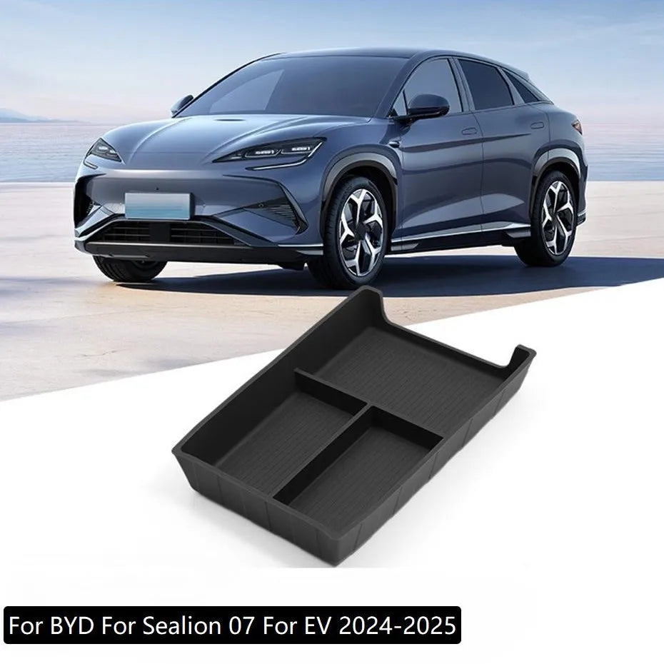 Center Console Bottom Storage Box For BYD Sealion 07 EV 2024-2026 Silicone Wear-Resistant Interior Organizer Accessory