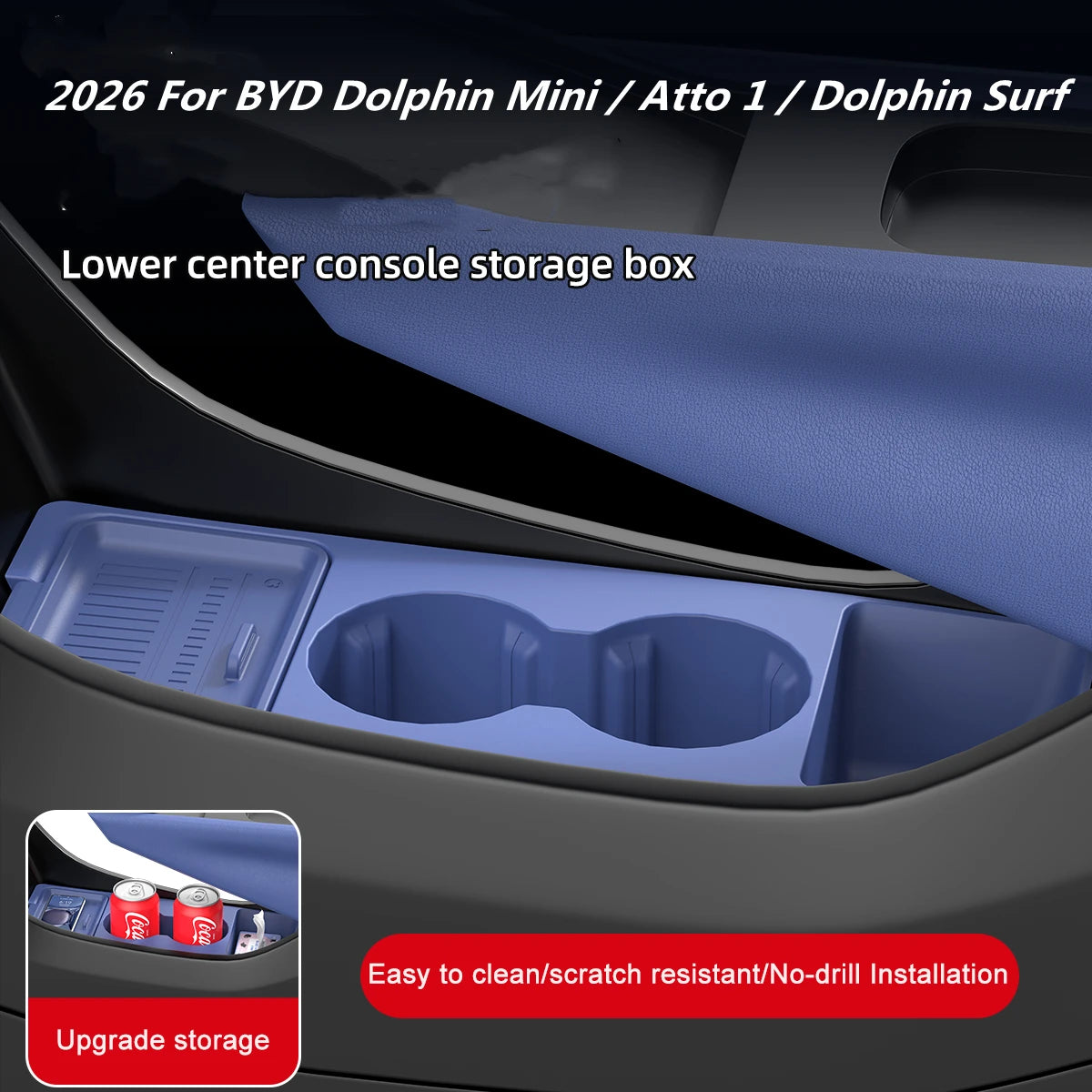 2026 For BYD Dolphin Mini Atto 1 Dolphin Surf Center Console Below Storage Box Central Control Organizer Mat Interior Silicone