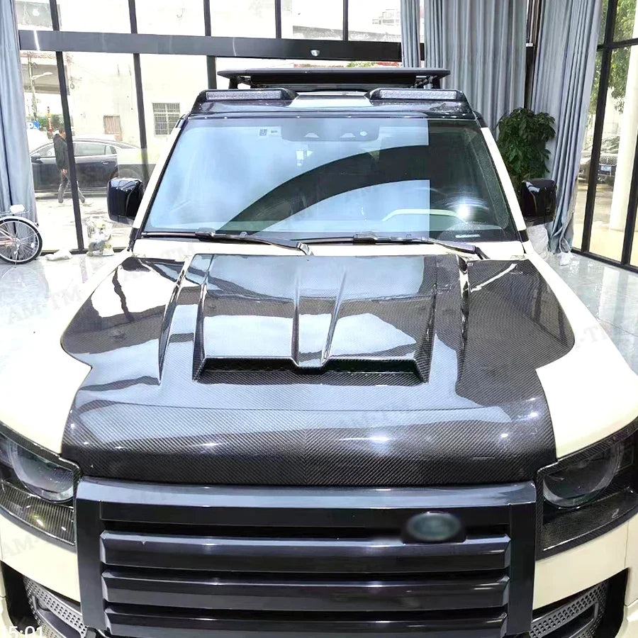 Carbon Fiber Hood For Land Rover Defender 90 110 2020+ Car Front Bumper Engine Cover Hood Bonnet Vent Parts G Style Body kit