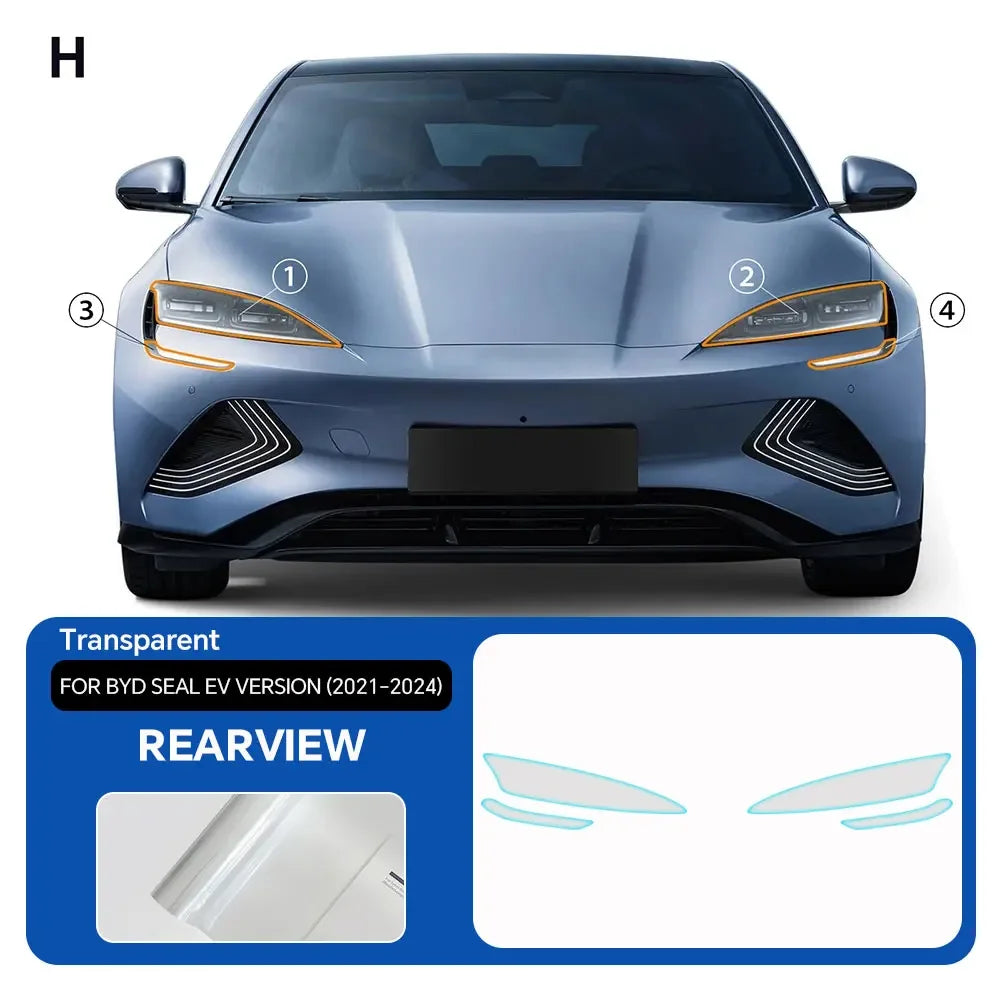 For BYD Seal EV Version 2021-2024 Car Headlight Rearview Film TPU Paint Protection Film Pre-cut Clear PPF Anti-scratch Resistant