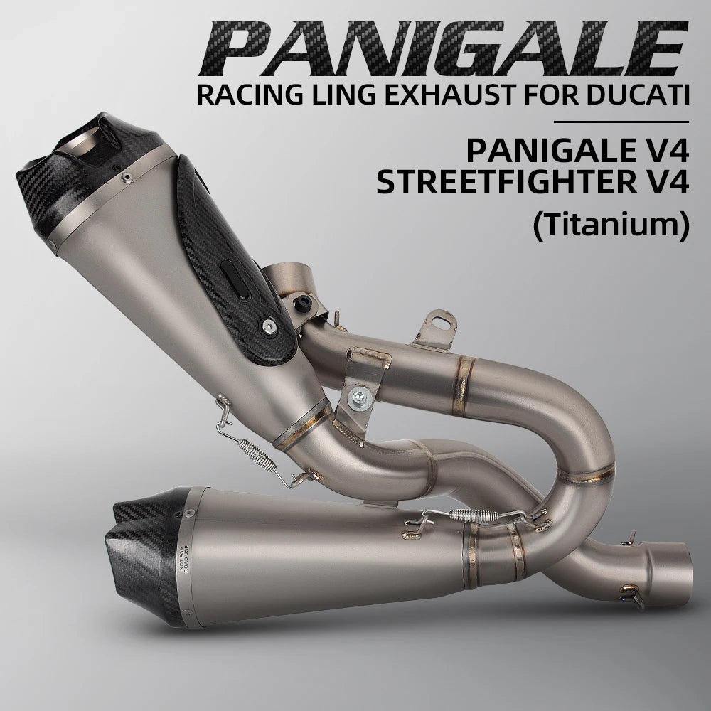 Motorcycle Exhaust Tail Tube Kit Mid Line Pipe Muffler With Cover Slip On For Ducati Panigale/Streetfighter V4/V4R/V4S 2018-2024