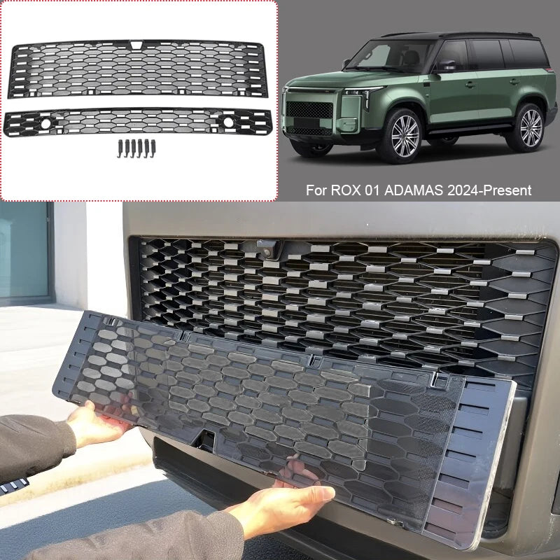 Car Replace Front Upper Lower Grille  Buckle Insect Proof Net For ROX 01 ADAMAS 2024-Present Bumper Center Intake Grille Cover