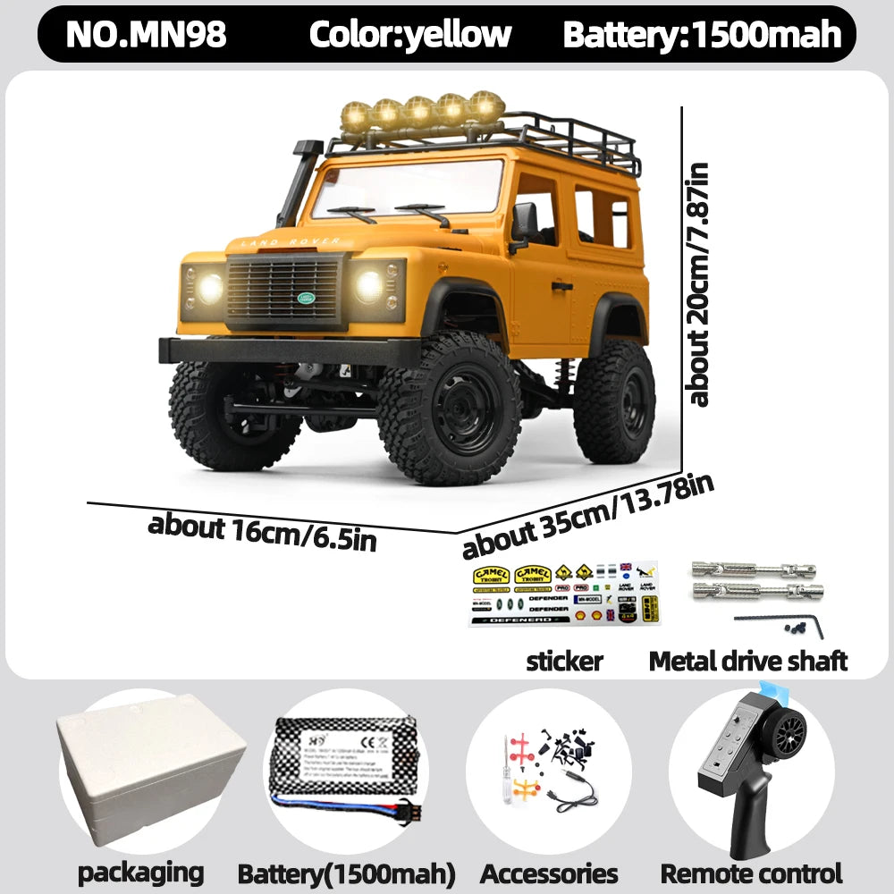 New MN MN99S MN98 1:12 RTR RC Rock Crawler 2.4G 4WD Land Rover Defender Simulated Remote Control Off-Road Truck Toy
