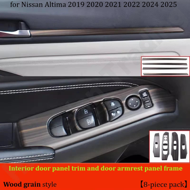 for Nissan Altima 2019 2020~2025 Door armrest panel frame/glass lift decorative sticker/interior modification