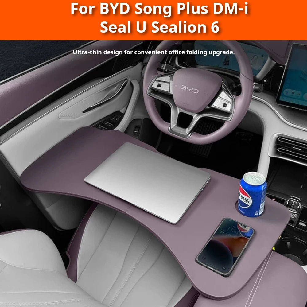 For BYD Song Plus DM-i Seal U Sealion 6 2021-2026 Rear Seat Back Tray Table Foldable Laptop Desk Car Organizer