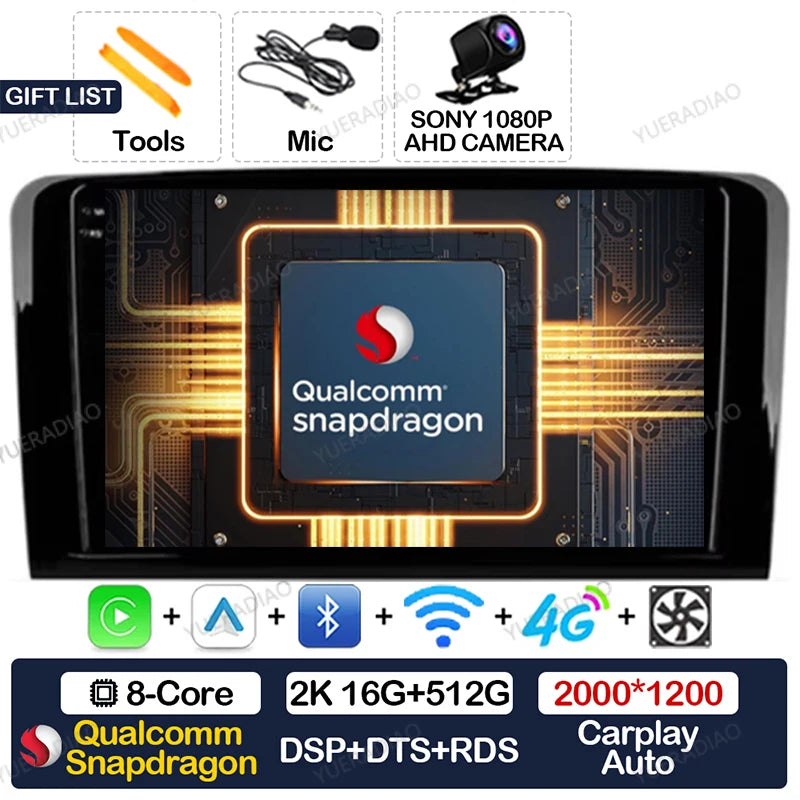 Android 17 Car Radio For Mercedes Benz GL ML W164 ML350 ML500 X164 GL35 GL45 2005 - 2012 GPS NAVI Multimedia Video Player 2DIN