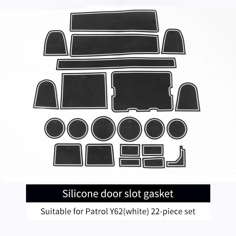 For Nissan Patrol Y62 Water Cup Storage Box Mat Non-Slip Interior Design Accessories Modification Protective Cleaning Pad 2020