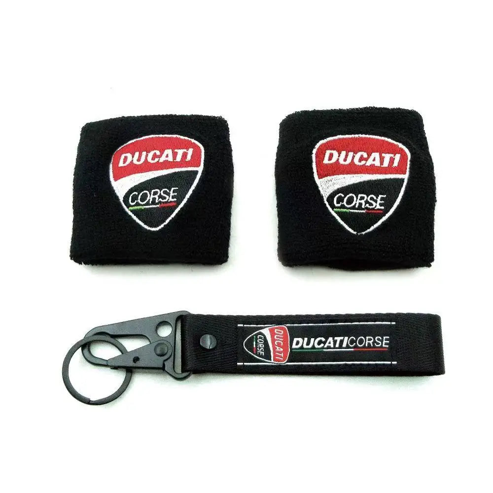 1/2pc Motorcycle Embroidery Front Fluid Oil Brake Reservoir Sock Cover for Ducati Monster Panigale Diavel V4 Scrambler Accessory