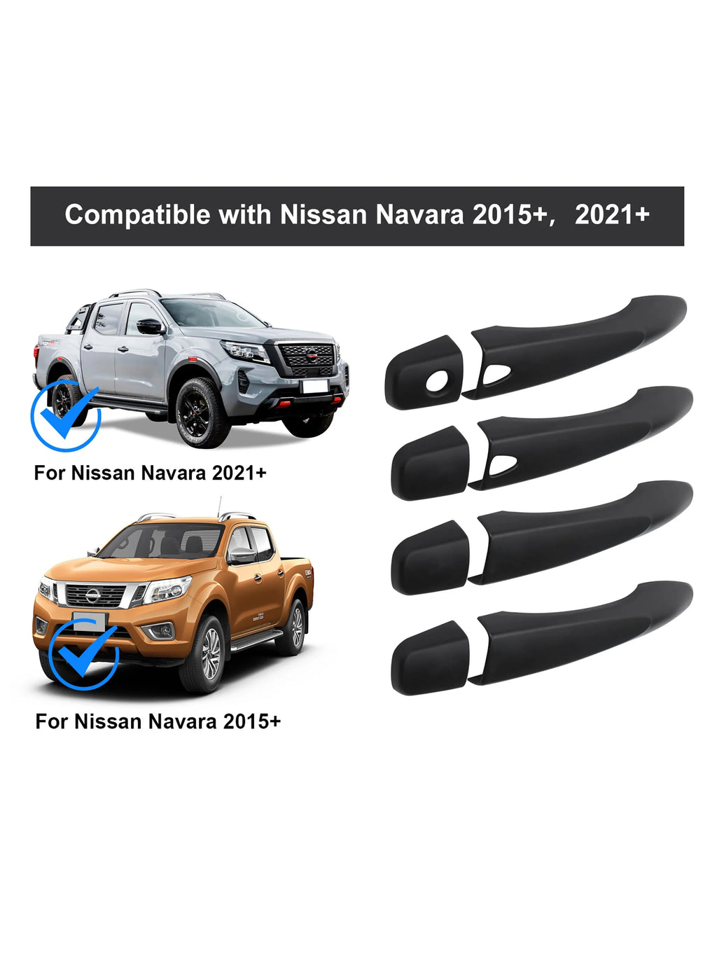 4pcs Matte Black Car Door Handles Decorative Cover Trim for Nissan Navara NP300 Frontier 2015 2016 2017 2018 2019 2020 2021 2022