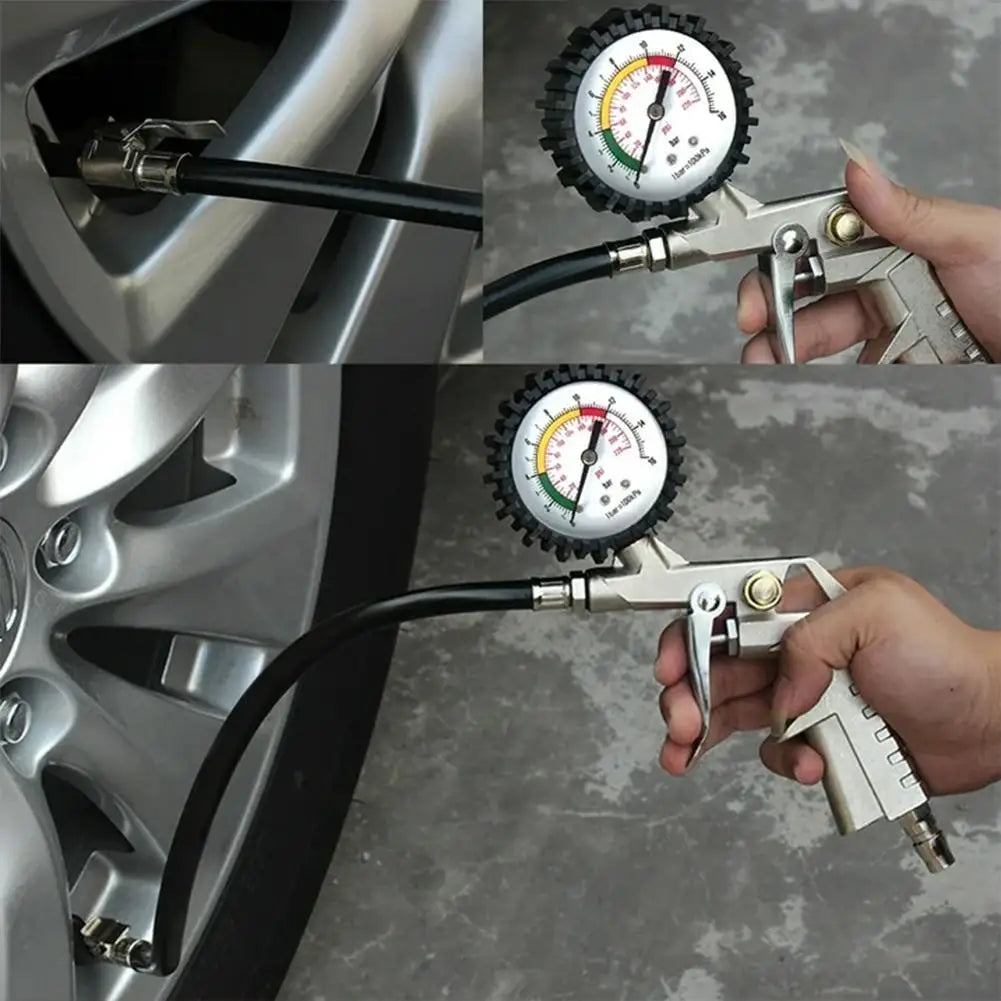Interface Tire Pressure Gauge For Car Motorcycle SUV Inflator Pumps Tire Repair Tools Pressure Gun Type For Air Compressor