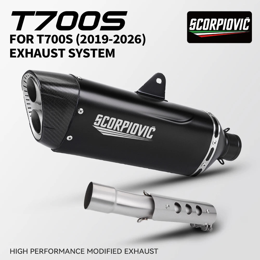 Slip-On Exhaust Muffler With Mid Link Pipe For Yamaha Tenere 700 T700s 2019-2025 Motorcycle Escape Syste