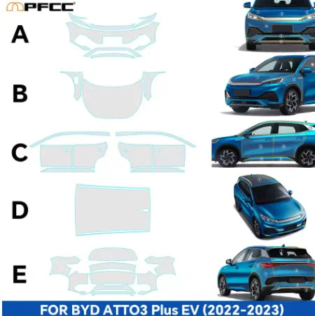 PPF PFCC Headlight Rearview Film for BYD ATTO 3 Plus EV 2022 2023 8.5mil Paint Protection Rearview Pre-Cut Clear Transparent TPU