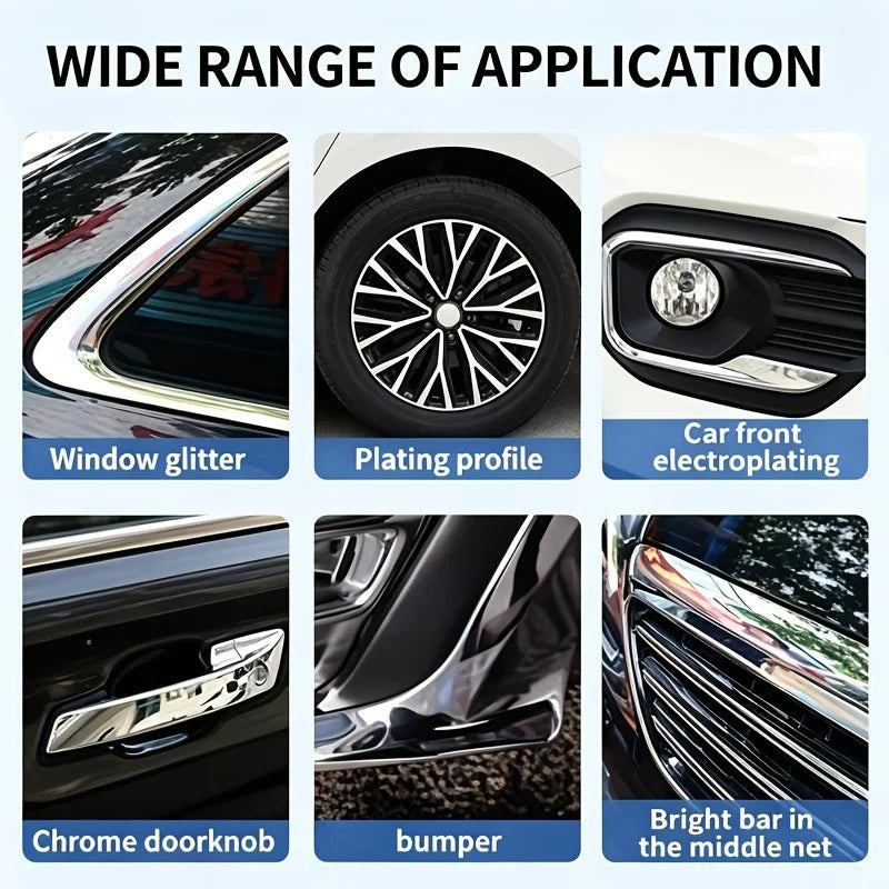 Chrome Restoration Paste for Cars - Metal Polishing Paste with Sponge for Wheels Door Handles & Windows Exterior Vehicle Care