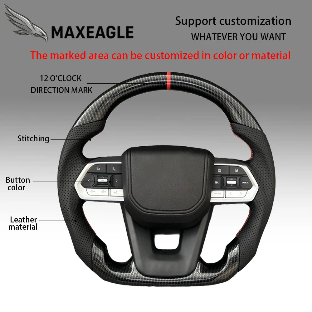 MAXEAGLE For Toyota GT86 Fortuner FJ Cruiser Hiace Land Cruiser LC70/76/79 Crown Alphard Vellfire Hilux Leather Carbon Steering