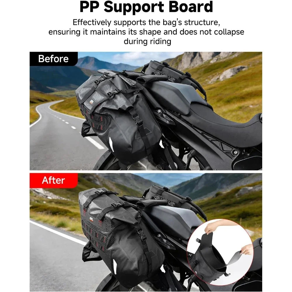 Motorcycle Saddlebags 30L PVC Waterproof Soft Panniers Side Tail Bag for Motorbike Dirtbike Dual Sport Bike Adventure Saddle Bag