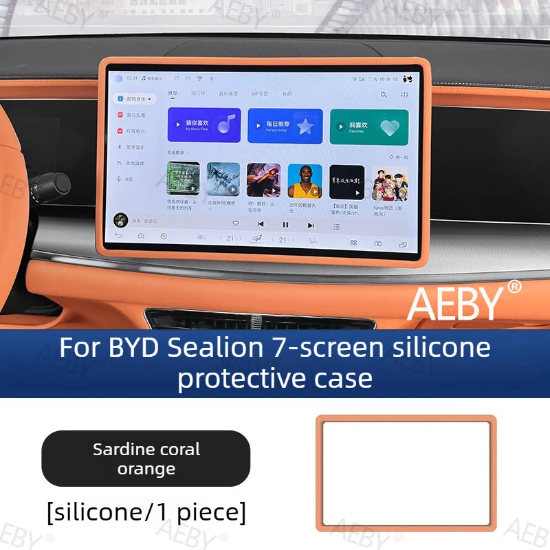 For BYD Sealion 7 2024 Dashboard Screen Bezel Cover,Silicone Shockproof Case,Interior Car Accessories,Original Silicone Bezel