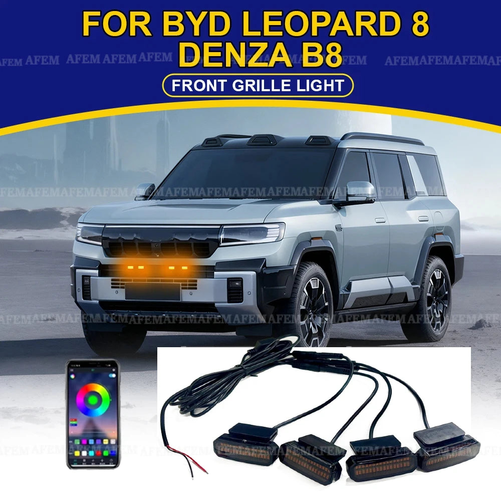 LED Front Grille Light FOR BYD LEOPARD 8 DENZA B8 Car Daytime Running Light Wheel Eyebrow Lamp For Pickup Offroad 12V