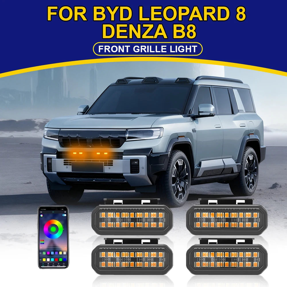 18LED Front Grille Light FOR BYD LEOPARD 8 DENZA B8 Car Daytime Running Light Wheel Eyebrow Lamp For Pickup Offroad 12V