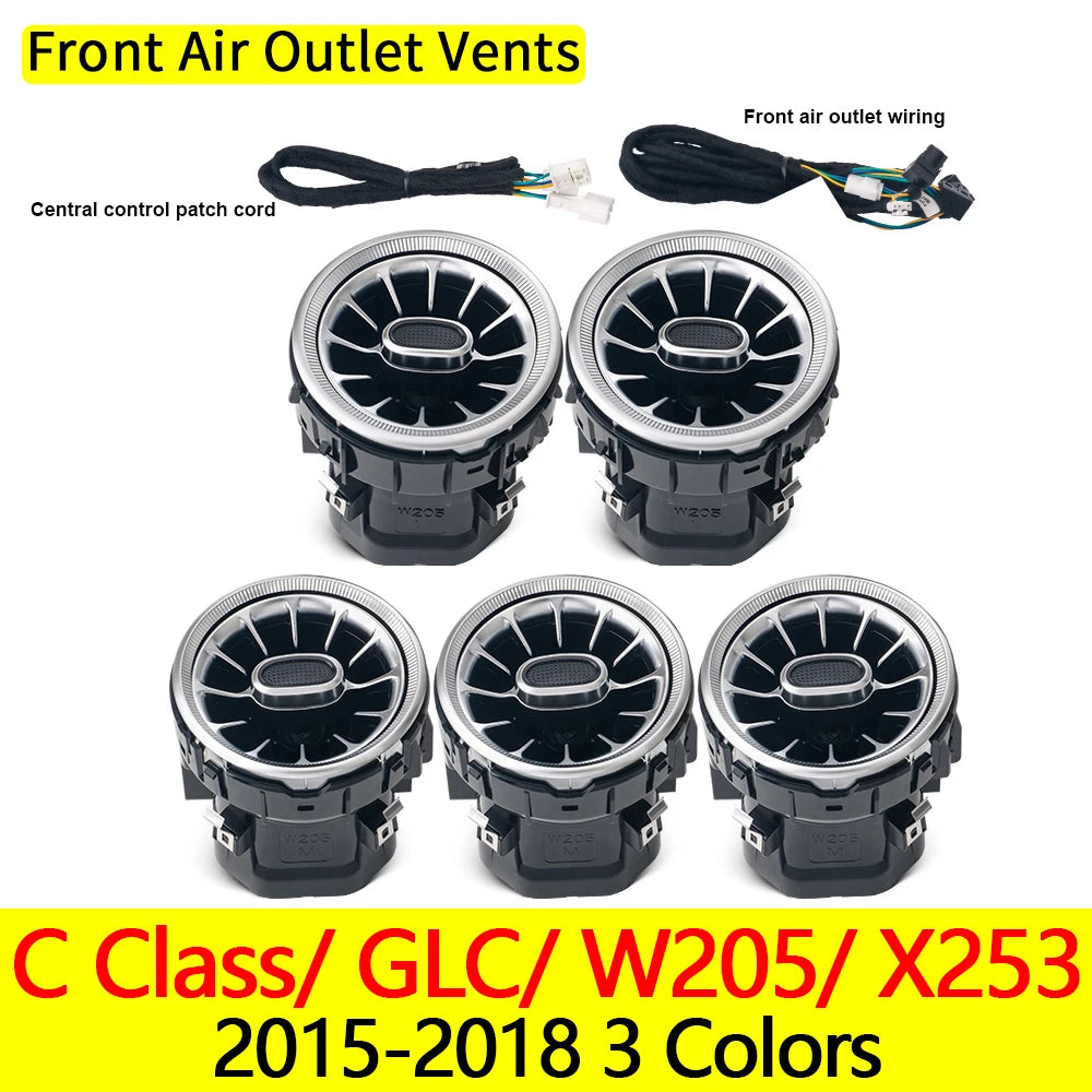 For Mercedes Benz Ambient Lights W205 X253 GLC Turbine Nozzle Air Vent Atmosphere 4D Rotating Tweeter Speaker Copilot LED Strip