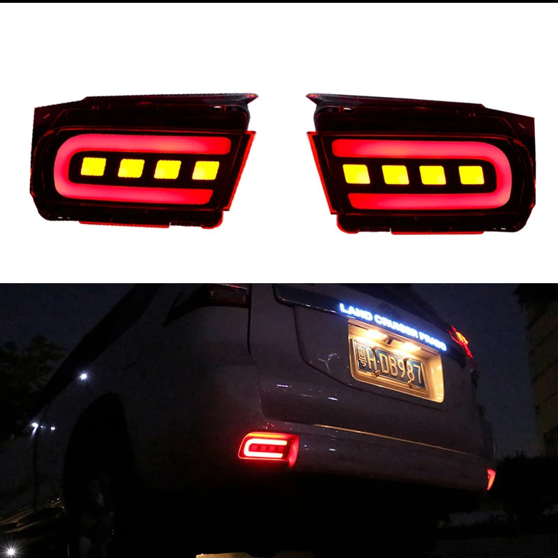 For Toyota Land Cruiser Prado 150 LC150 FJ150 GRJ150 2010 - 2020 Rear Bumper Reflector LED Car Tail Lamp Brake Turn Signal Light
