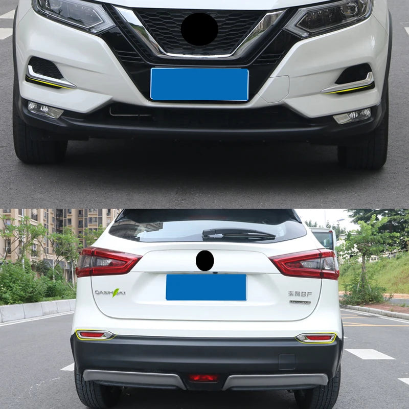 Silver ABS Car Bumper Reflector Front Rear Fog Lamp Trim Protection Cover Stickers Accessories For Nissan Qashqai J11 2019 2020