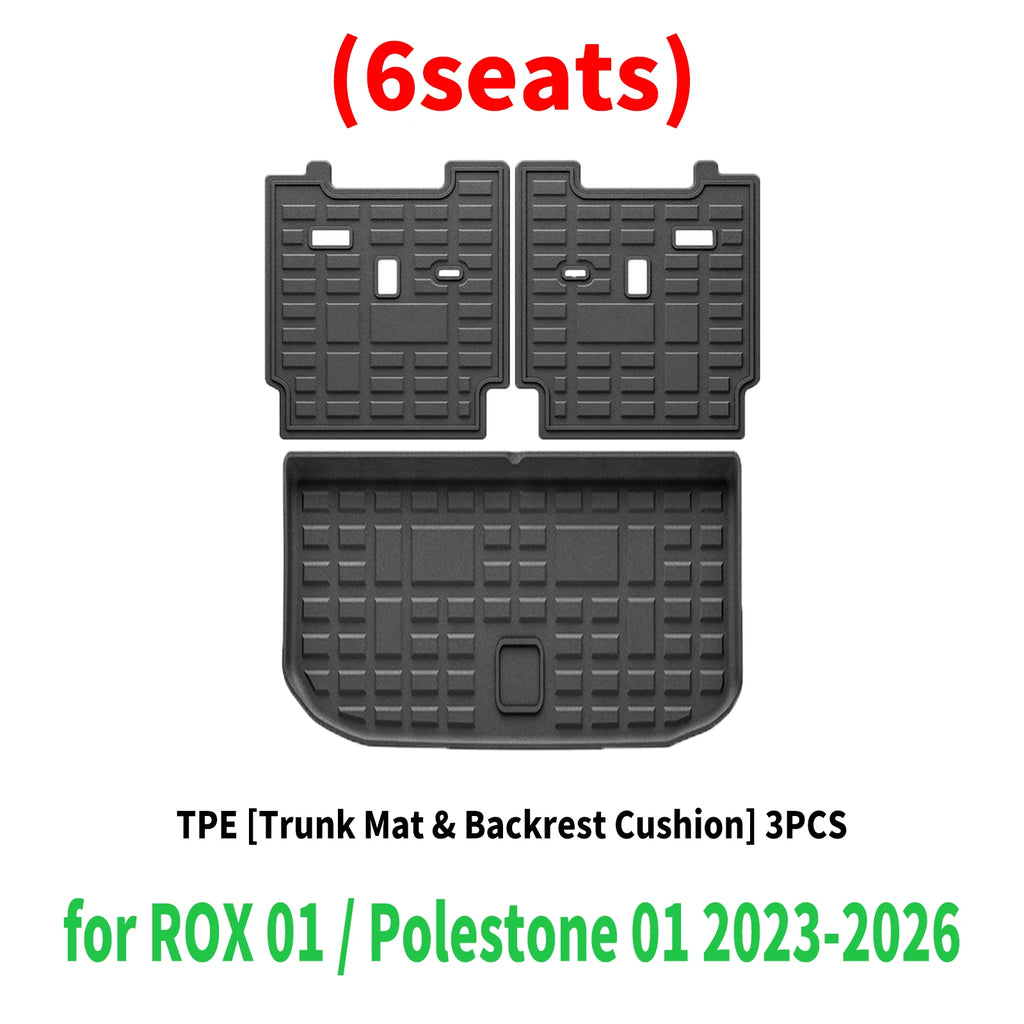 for ROX 01 / Polestone 01 2023 2024 2025 2026 Durable Weatherproof TPE Car Floor Mats & Trunk Pad, Non-Slip Easy Clean