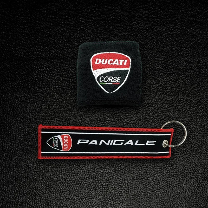 for Motorcycle Embroidery Front Fluid Oil Brake Reservoir Sock Cover Ducati Monster Panigale Diavel Superleggera V4 V2 Scrambler