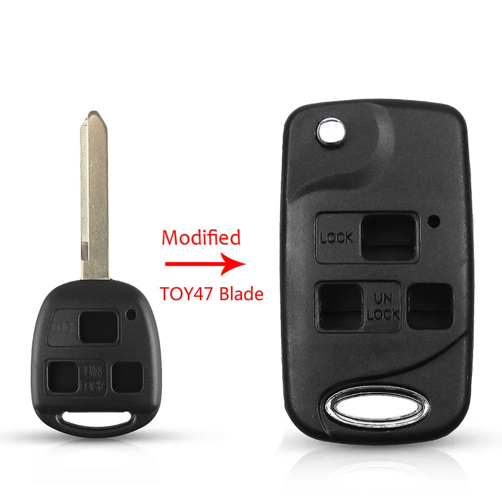KEYYOU مفتاح تحكم عن بعد قابل للطي 2/3 أزرار لتويوتا RAV4 أفالون برادو تاراجو كامري لكزس ES RX LX GS Key