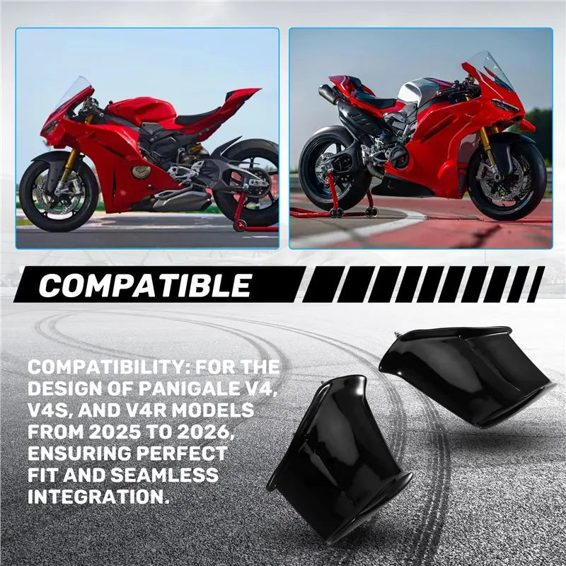 ABXN-ABS Modified Spoiler, Side Panels, Winglet Spoiler, Fixed Wing Cover Kit For Ducati Panigale V4 V4S 2025 Glossy Wings