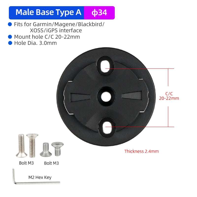 Bicycle Speedometer Mount Bracket Fixed Base Accessories for Garmin Bike Front Light Convex Male Buckle Replacement Repair Parts