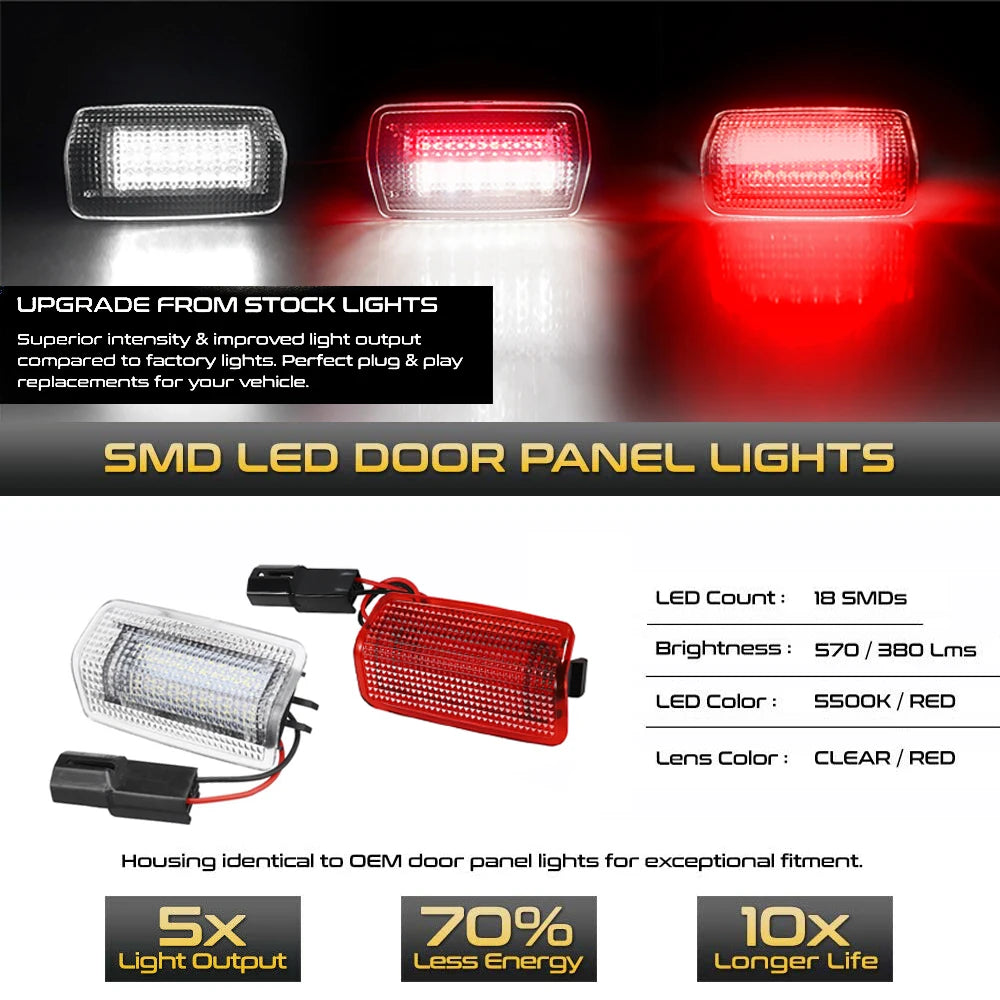2Pc LED Door Courtesy Interior Light For Toyota Land Cruiser Prado 4Runner Sienna Avalon Sequoia Venza Previa Crown Wish Alphard
