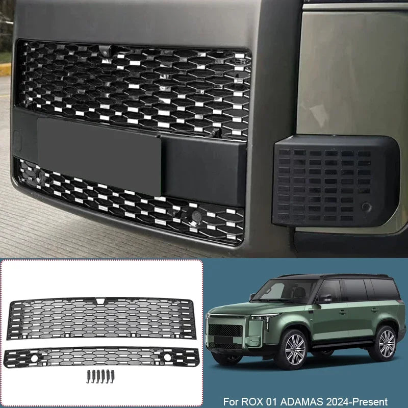 Car Replace Bumper Center Intake Grille Cover For ROX 01 ADAMAS 2024-Present Front Upper Lower Grille  Buckle Insect Proof Net