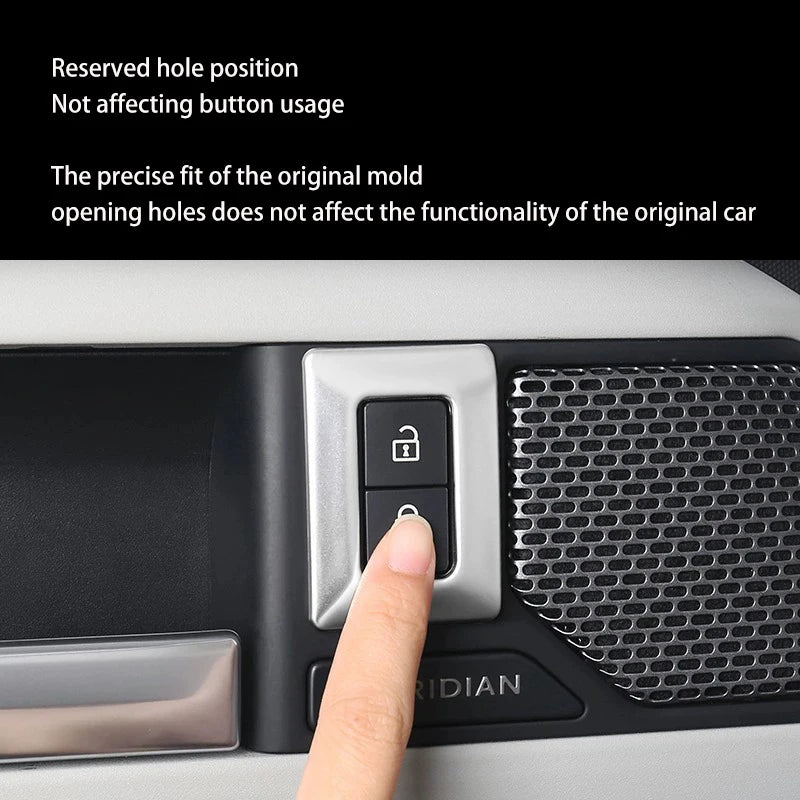 For Land Rover Defender 90 110 2020-2024 Aluminium Alloy Car Door Lock Button Anti Mistake Touch Frame Decorative Accessories
