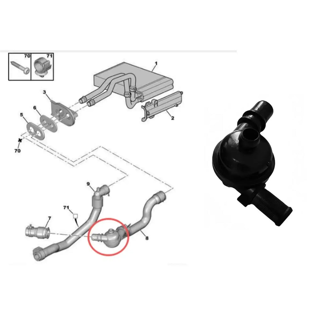 #75R Automotive Parts & Accessories,6466Y1 Car HEATER WATER PIPE for Peugeot 407 607 Citroen C5 C6 (Black)