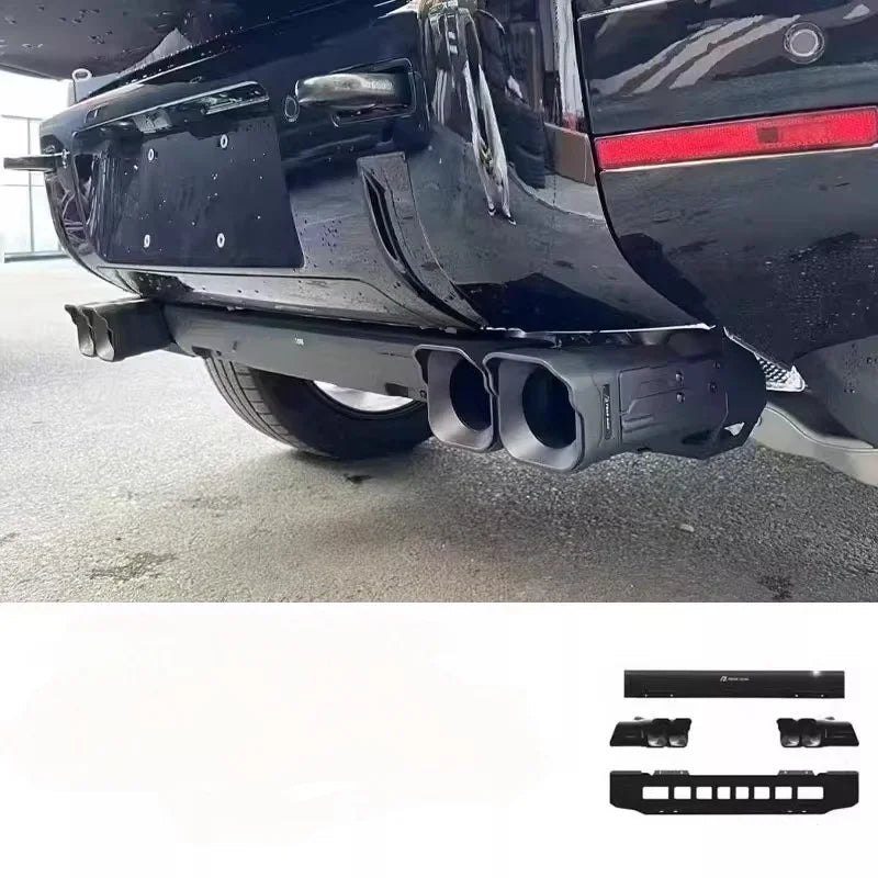 For  Land Rover Defender 90 110 Quad Square Exhaust Tip Rear Lower Guard Plate Exterior Performance Mod Parts