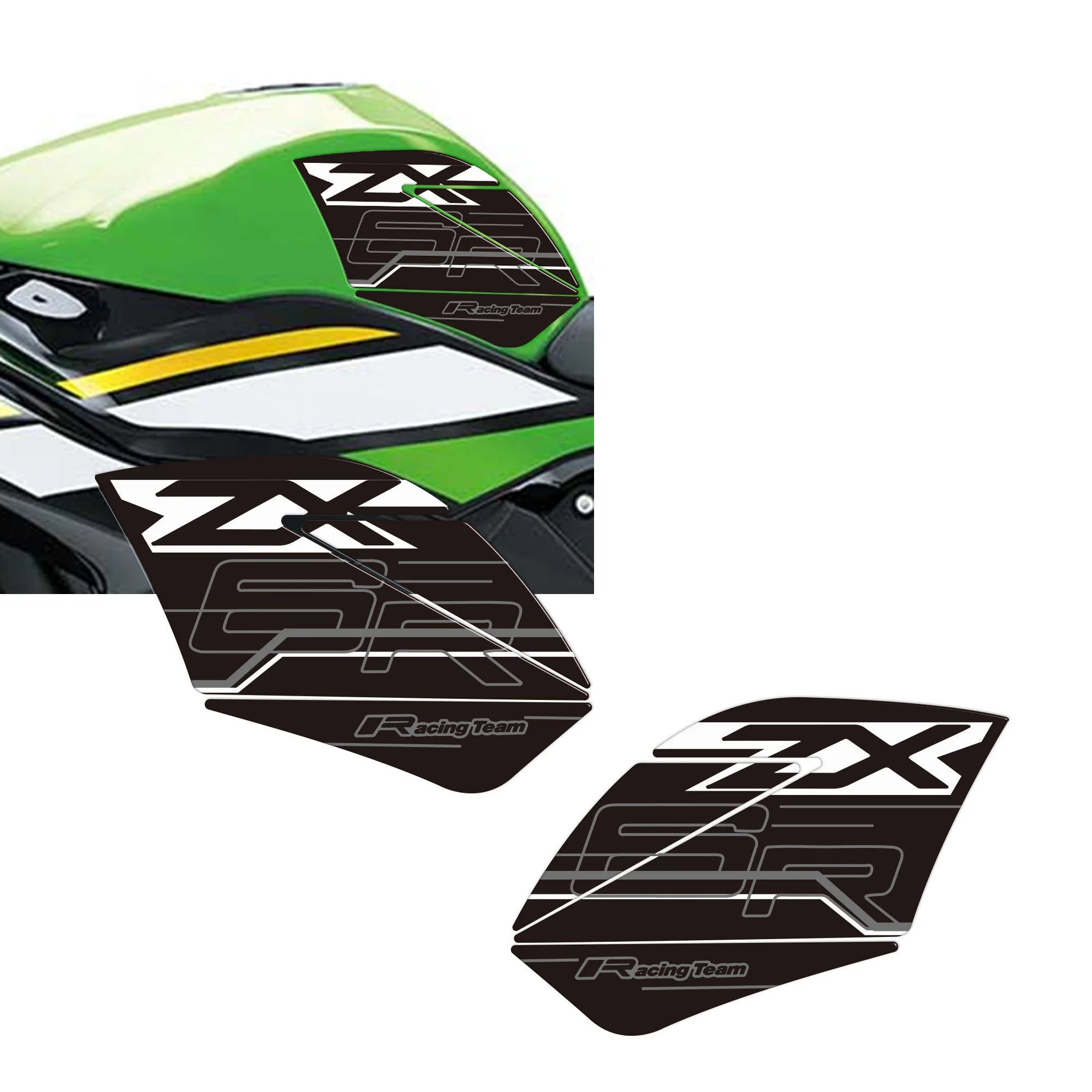 NEW fit kawasaki Ninja ZX6R ZX6R 3D Stickers Decals Tank Pad Gas Fuel Oil Cap Protector Front Face Fairing Fender