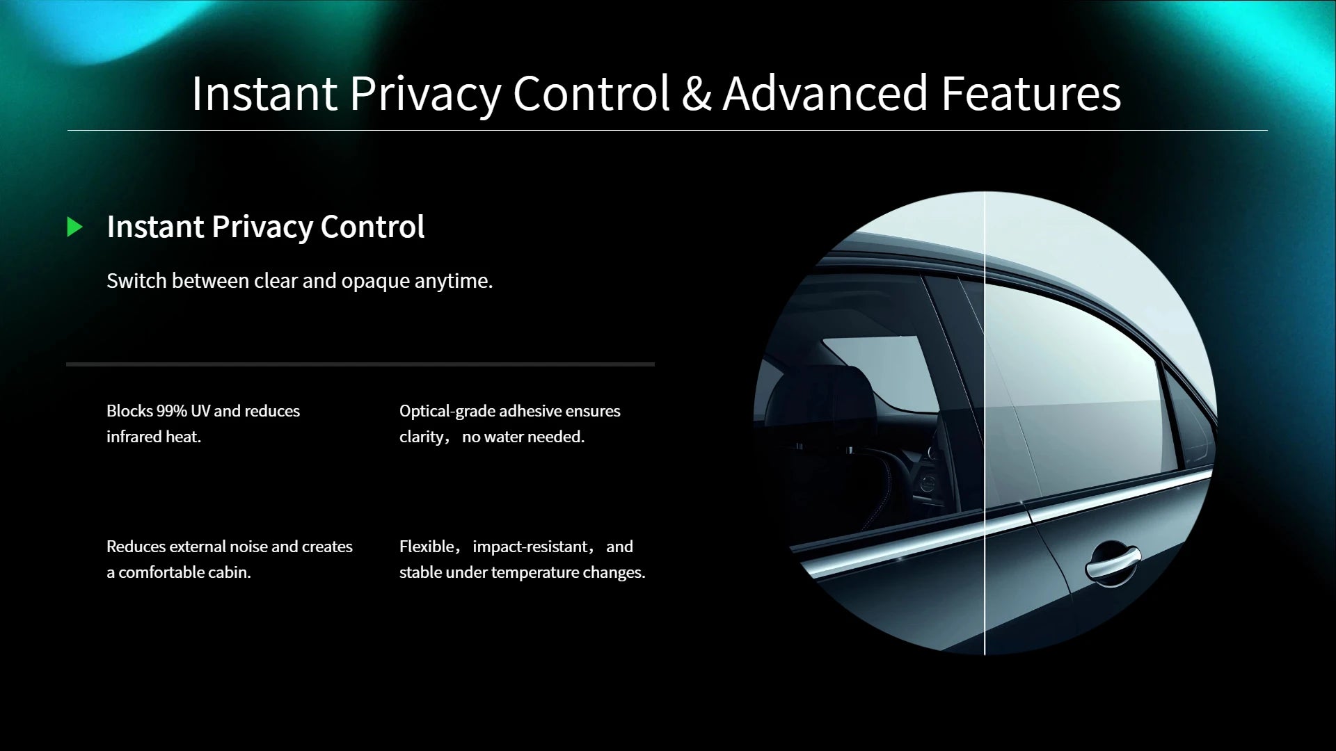 Deep Black Automotive Switchable Smart Tint Privacy Glass Dimming Car Tint With Remote Control