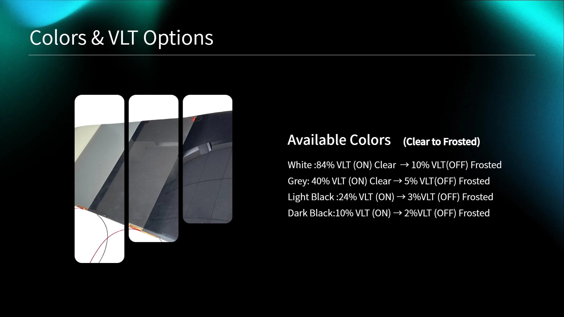 Deep Black Automotive Switchable Smart Tint Privacy Glass Dimming Car Tint With Remote Control