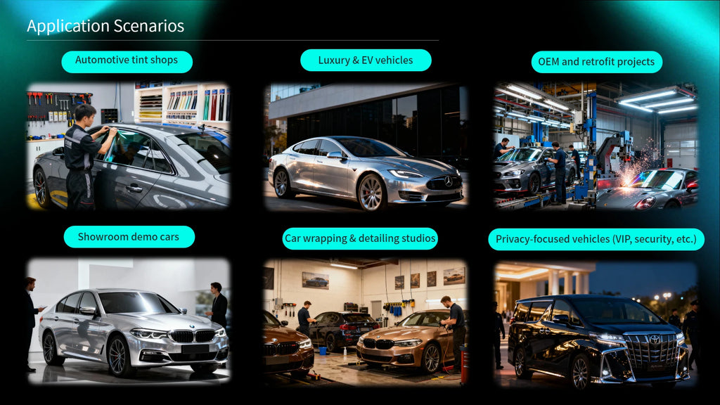 Deep Black Automotive Switchable Smart Tint Privacy Glass Dimming Car Tint With Remote Control