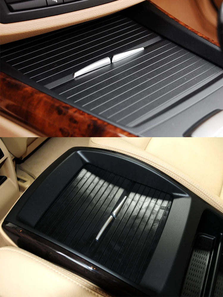 E70 E71 E72 Front Rear Interior Central Drink Water Cup Holder Cover Zipper Roller Blind Curtain For BMW X5 X6 2007-2014