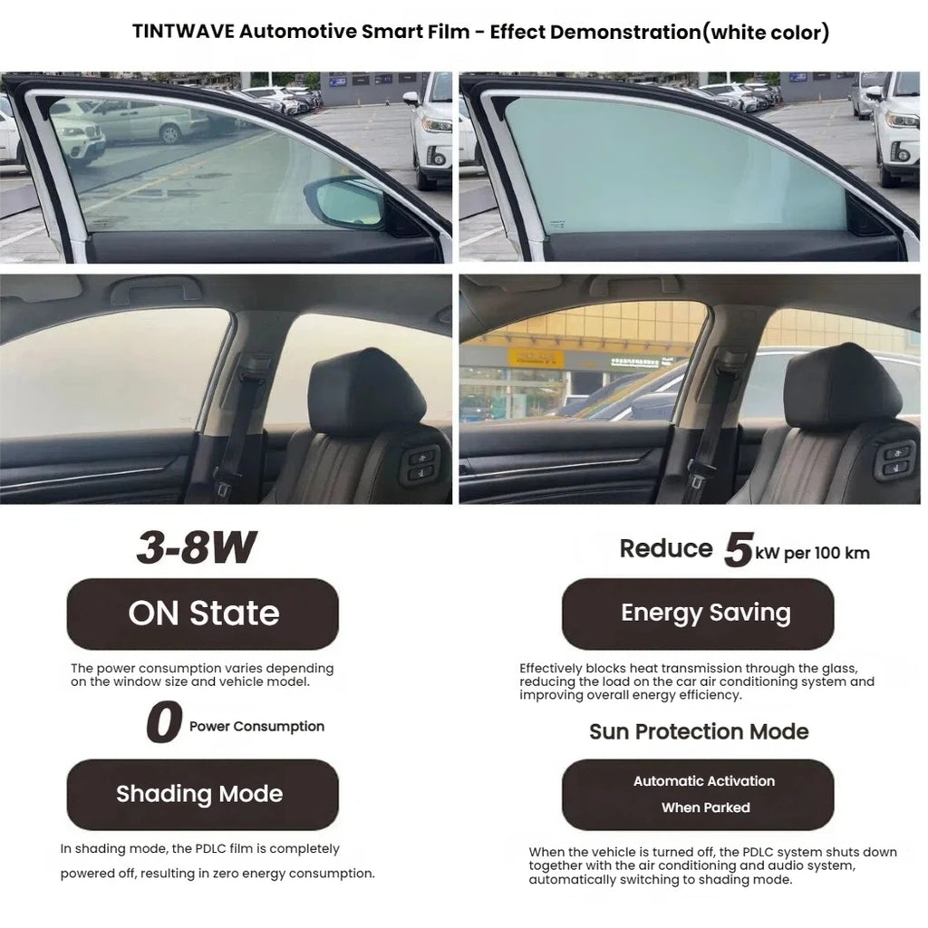 TINTWAVE Smart Tint Film VLT35 Switchable Privacy Window Tint Film Kit for Car Side Windows 2PCS / 4PCS